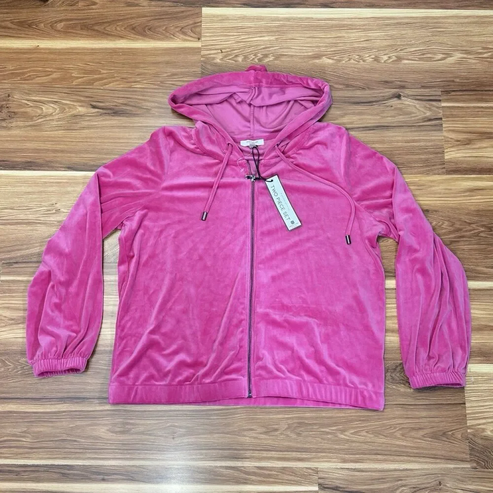 CABLE & GAUGE XL Velour Velvet 2pc Tracksuit Stretch Activewear Lounge Sport Set